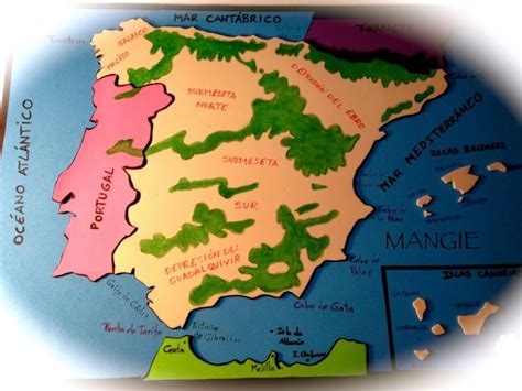 Coloreado Zonas Montaña EducaciÓn Mapa Fisico De España Mapa