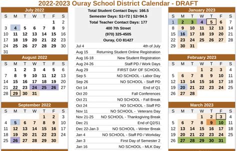 2022 23 2023 24 Academic Calendar Feedback Ouray School District