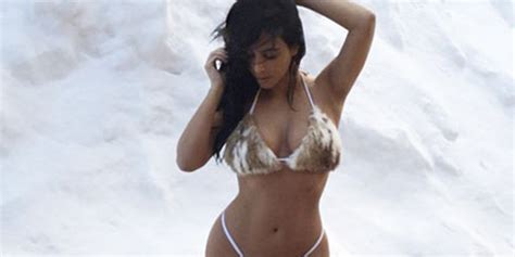 Sexy Snow Angel Kimkardashian Shares Tbt In Fur Bikini People Scoopnest