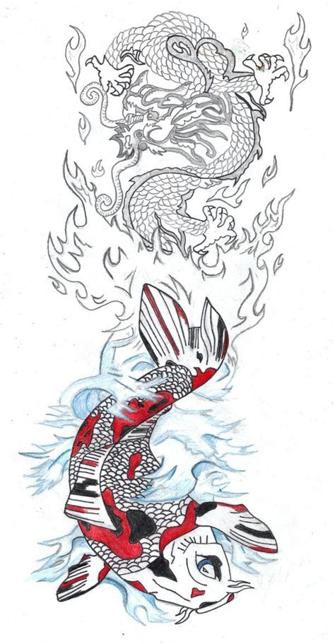Koi Dragon Tattoo Japanese Dragon Tattoos Dragon Tattoo Drawing Koi