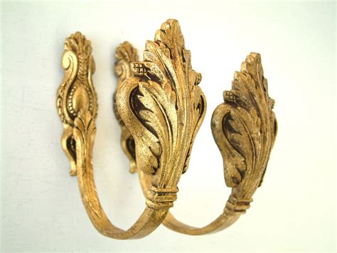 Antique French Gilded Bronze Large Curtain Tie Backs Set Of Etsy