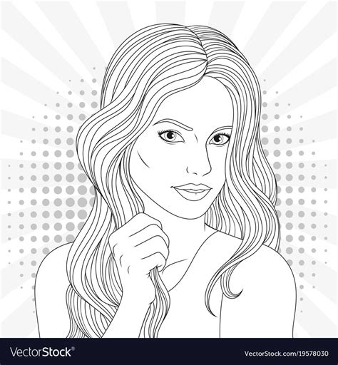 Beautiful Girl Coloring Pages Royalty Free Vector Image