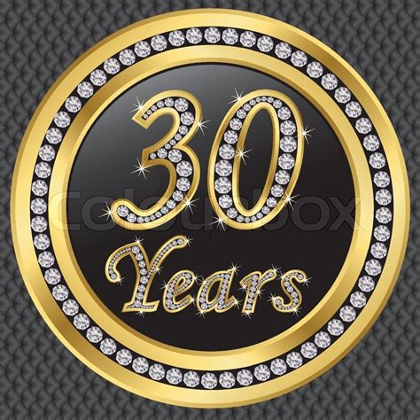 30 Years Anniversary Golden Icon With Stock Vector Colourbox