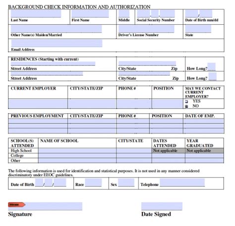 Background Check Authorization Form Free Download Printable