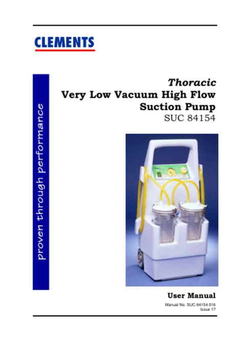 Suc 84154 Very Low Vacuum High Flow Suction Pump Thoracic User Manual