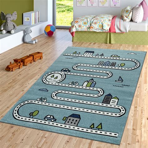 Ein geeigneter teppich um aufwendige und filigrane muster und abbildungen einwandfrei. Kurzflor Kinderzimmer Teppich Straße Grau | teppichmax