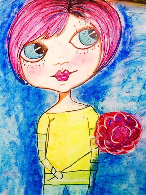 Flower Girl Big Eyed Whimsical Girl Art Art Artwork