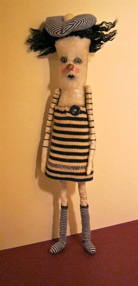 Weird Art Doll Sandy Mastroni Creepy Stripes Doll Bizarrestriped