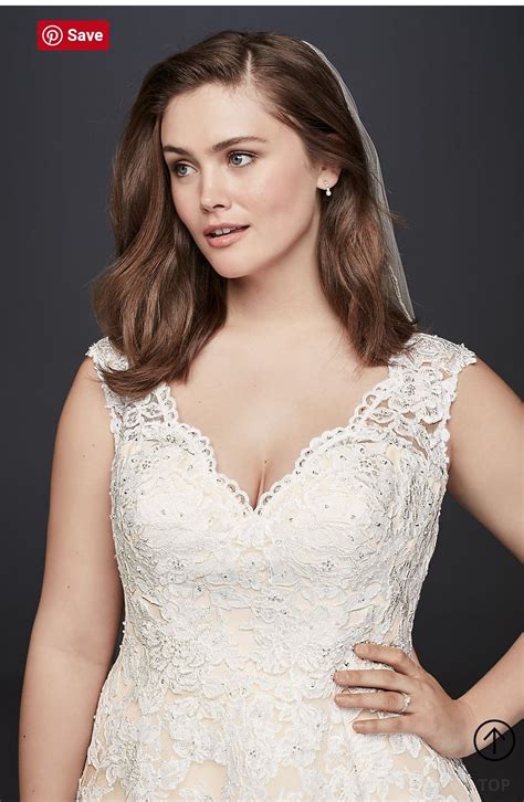Davids Bridal Collection Scalloped Lace And Tulle Plus Size Wedding