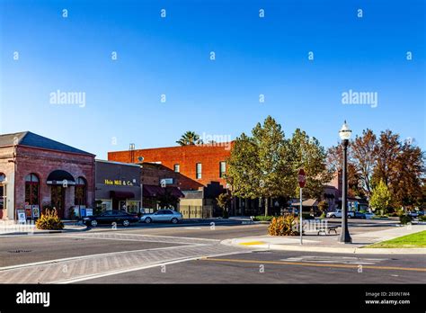 Historic Main Street of the community of Woodbridge California Stock