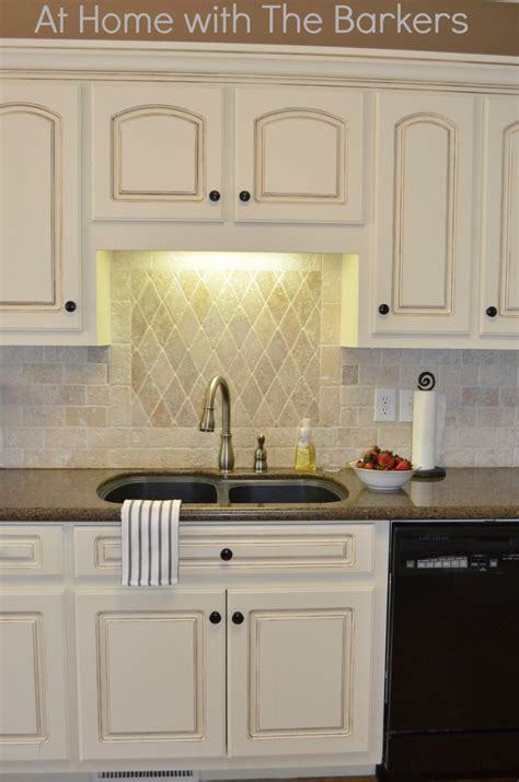 Glazing cabinets glazed kitchen cabinets update kitchen cabinets painting oak cabinets maple cabinets kitchen cabinet styles kitchen cabinet doors diy cabinets refinished to a custom off white finish with heavy glaze. Painted Kitchen Cabinets - At Home with The Barkers