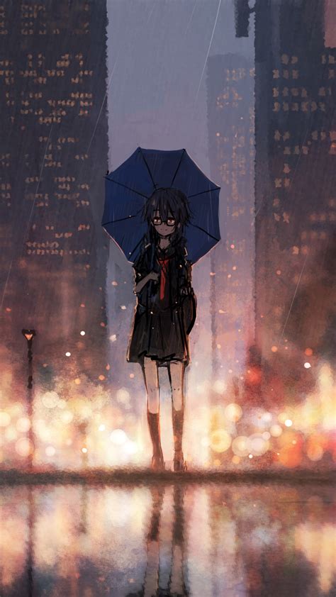 Sad Anime Girl And Boy In The Rain