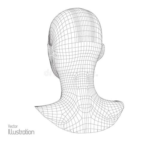 Head Of The Person From A 3d Grid Human Wire Model Polygon Face