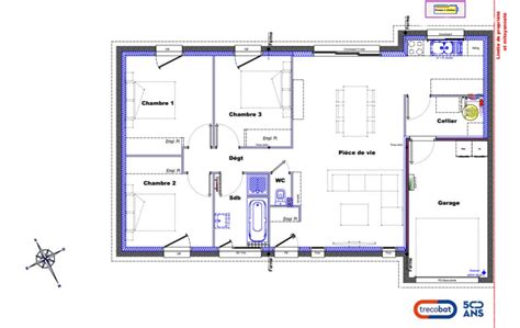 Plan De Maison Rectangulaire Plain Pied 3 Chambres Ventana Blog