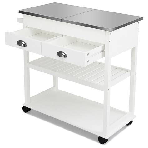 The 24 stainless steel top is designed with rounded edges and corners for kitchen safety, and removable for easy cleaning. Rolling Kitchen Island Trolley Cart Stainless Steel Flip ...