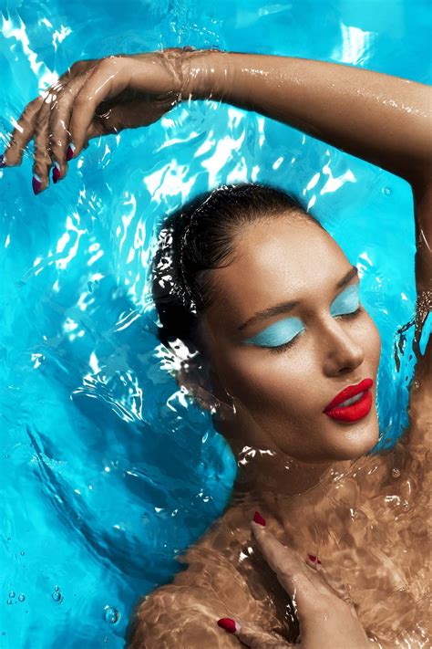 Beauty Waterproof Cosmetics Makeup In Neon Red Pink Blue Water Splash