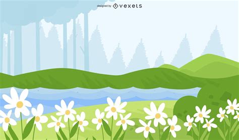 Flower Field Illustration Design Vector Download