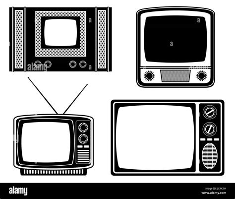 Tv Old Retro Vintage Icon Stock Vector Illustration Black Outline