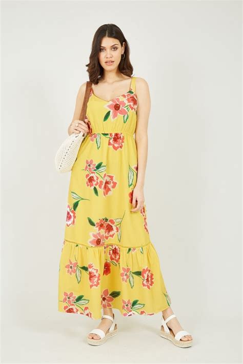 Yumi Yellow Oversized Floral Maxi Dress Yumi