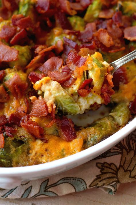 Cheesy Bacon Brussels Sprouts Casserole Bunnys Warm Oven