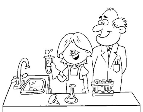 Child With Experiment Coloring Page