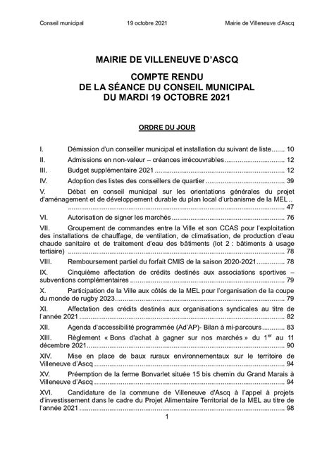 Calam O Octobre Proc S Verbal Du Conseil Municipal