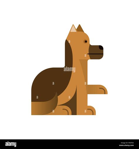 Shepherd Sits Thoroughbred Dog Gives A Paw Vector Illustration Flat