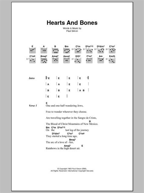 Hearts And Bones By Paul Simon Guitar Chordslyrics Guitar Instructor
