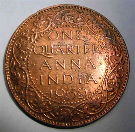One Quarter Anna 1939 George Vi Th King Emperor Rare Copper Coin
