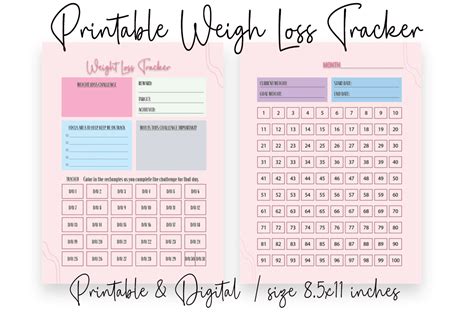 Weight Loss Tracker Printable Digital Graphic By Momat Thirtyone