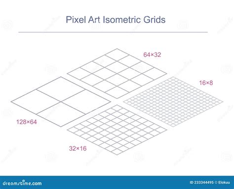 Most Popular Pixel Art Isometric Grids And Their Cell Sizes Stock