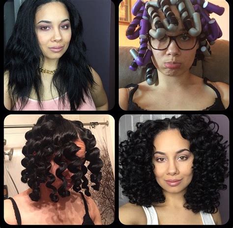 vxnbeauty flexi rod set using lottabody curl and style milk on blow dried hair relaxed hair