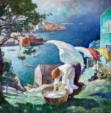 N C Wyeth Wash Day On Maine Coast Greetings Card Etsy