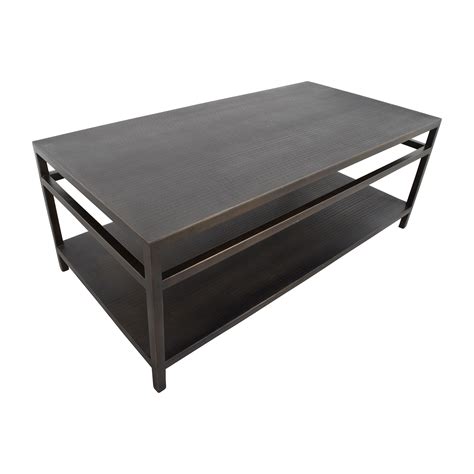 2 tier glass coffee table. 90% OFF - Bloomingdale's Black Modern Metal Coffee Table ...