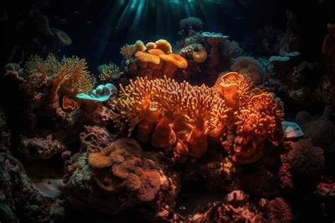Premium Photo A Coral Reef With A Bright Orange And White Light