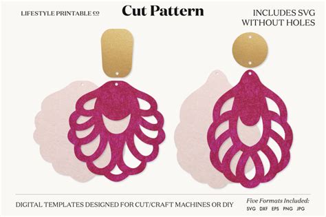Earrings Svg Template Cut File Cricut Earrings Bundle Leather Earring
