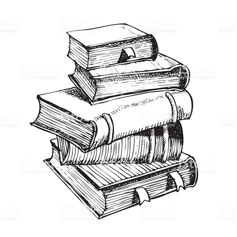 Vector Hand Pen Drawing Of Pile Of Books Book Drawing Pen Drawing