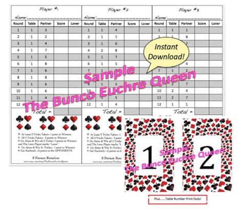 Printable Euchre Score Cards For 8 Players Printable Word Searches