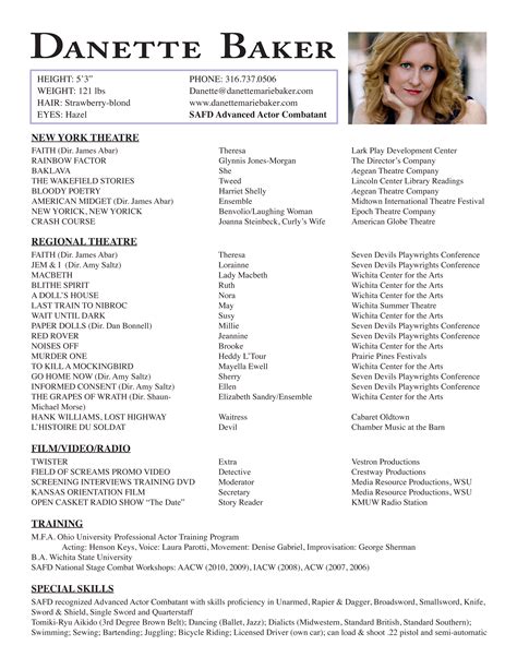 How to write an acting resume. Pin by Kaila Reed on Film Production / Acting | Acting resume, Acting resume template, Resume ...