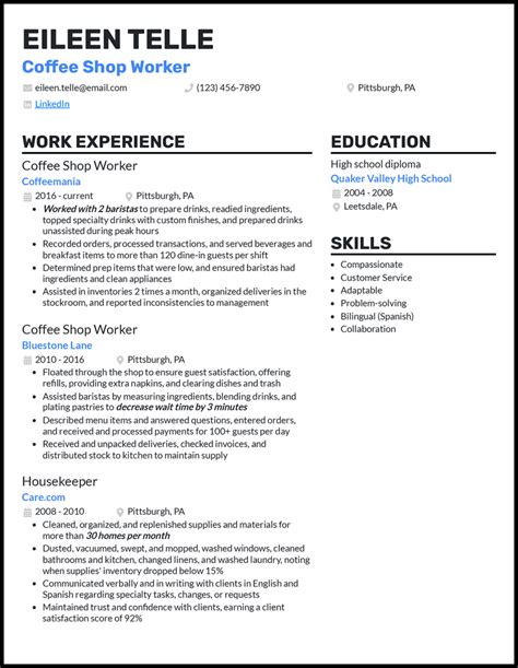 3 Coffee Shop Resume Examples Proven To Work In 2024