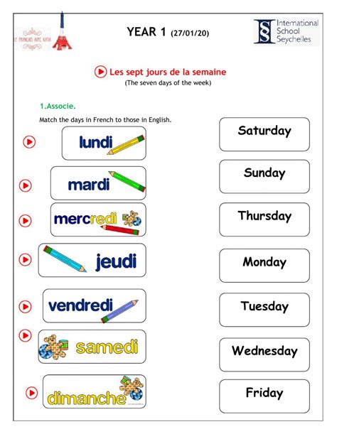 Days Of The Week Online Activity For Year 1 You Can Do The Exercises