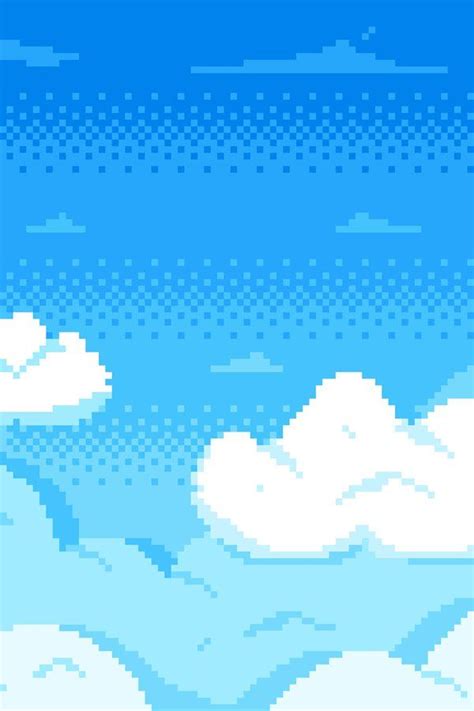 Pixel Art Sky Clouds 8 Bit Skyline Retro Video Game Cloud 997779
