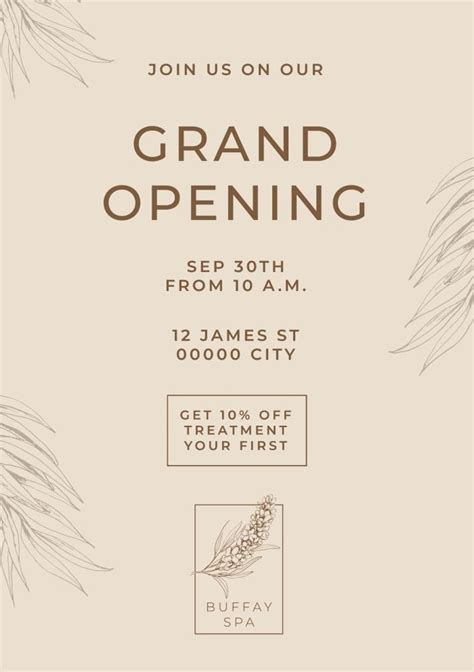 Customize This Aesthetic Buffay Spa Grand Opening Invitation Template