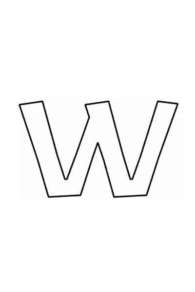 The Letter W Is Shown In Black And White With An Outline Effect To