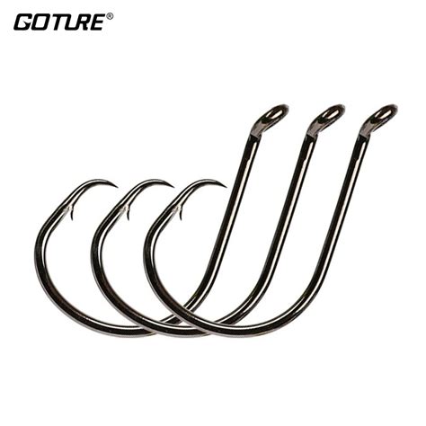 Goture 50 Piece High Carbon Steel Fishing Hook Mustad Offset Fishing