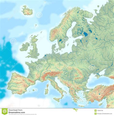 Physical Map Of Europe Stock Illustration Illustration Of
