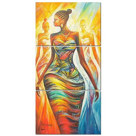 Abstract African American Wall Art Colorful Girl Canvas Paintings Black