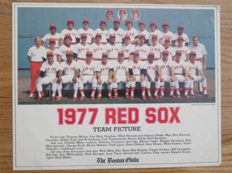 1977 Red Sox Boston Globe Insert Team Photo Rice Fisk Lynn Evans Yaz