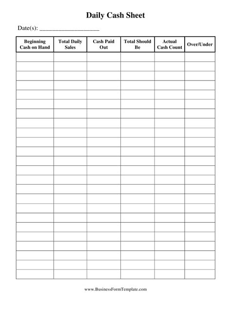 Assets section contains those valuable things the company owns, and which can be used to generate cash flows, by either selling them directly or using. Daily Cash Sheet Template Download Printable PDF ...