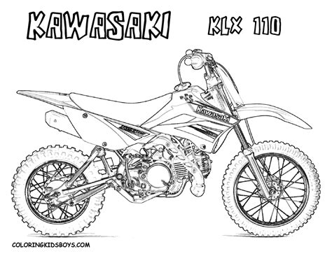 Motorcycle coloring of dirtbike motorcycles. Fierce Rider Dirt Bike Coloring | Dirtbikes | Free ...